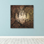 スチームパンクダマスクパリスヴィンテージシャンデリア キャンバスプリント (インサイチュ (ウッドフロア))