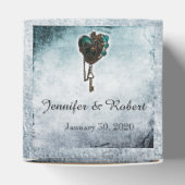 スチームパンクティール（緑がかった色）ハート結婚式の引き出物箱 フェイバーボックス (上部)