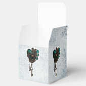 スチームパンクティール（緑がかった色）ハート結婚式の引き出物箱 フェイバーボックス (オープン)