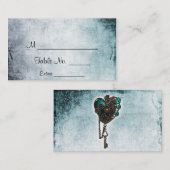 スチームパンクティール(緑がかった色)結婚ハート座席表 プレイスカード (正面/裏面)