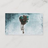 スチームパンクティール(緑がかった色)結婚ハート座席表 プレイスカード (裏面)