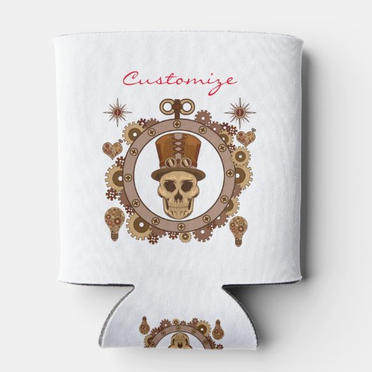 スチームパンクテーマトップハットスカルサンダー_コーブ 缶クーラー (裏面)