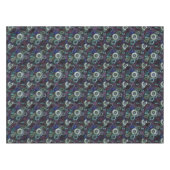 スチームパンクデコール、時計の時間のギアパターンブラック テーブルクロス (正面(横))