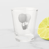 スチームパンクデザイン白黒飛んでいる機械 ショットグラス (裏面)