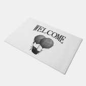 スチームパンクデザイン白黒飛んでいる機械 ドアマット (アングル)