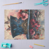 スチームパンクトップハット蝶の花のデコページ 薄葉紙 (クラフト)