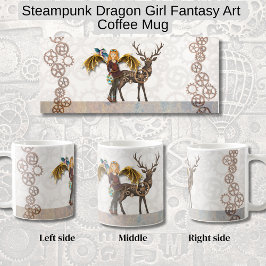 スチームパンクドラゴン娘ファンタジーアート コーヒーマグカップ