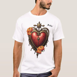スチームパンクハートと花。 Tシャツ