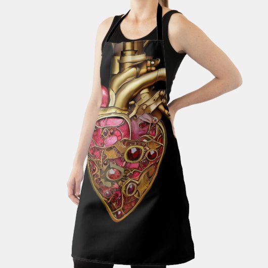スチームパンクハート解剖学的ルビーとギア エプロン (インサイチュ)
