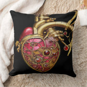 スチームパンクハート解剖学的ルビーとギア クッション (ブランケット)