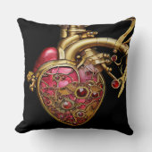 スチームパンクハート解剖学的ルビーとギア クッション (正面)