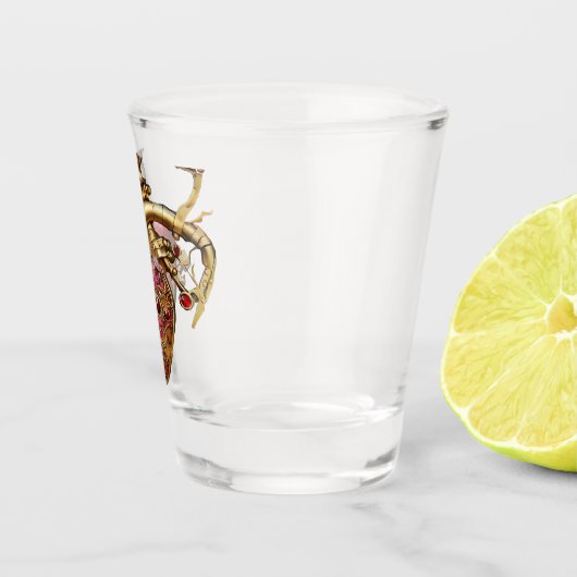 スチームパンクハート解剖学的ルビーとギア ショットグラス (右)