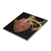 スチームパンクハート解剖学的ルビーとギア タイル (側面)