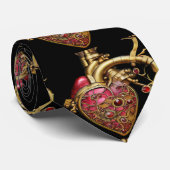 スチームパンクハート解剖学的ルビーとギア ネクタイ (ロール)