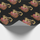 スチームパンクハート解剖学的ルビーとギア ラッピングペーパー (角)