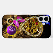 スチームパンクハート、ギア、宝石、蝶モノグラム Case-Mate iPhoneケース (裏面 (横))