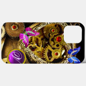 スチームパンクハート、ギア、宝石、蝶モノグラム Case-Mate iPhoneケース (裏面 (横))