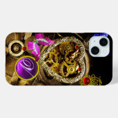 スチームパンクハート、ギア、宝石、蝶モノグラム Case-Mate iPhoneケース (裏面 (横))