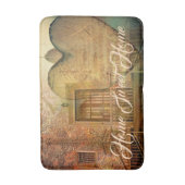 スチームパンクハート、窓と時計 バスマット (正面縦)