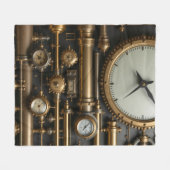 スチームパンクパイプとゲージ毛布 フリースブランケット (正面(横))