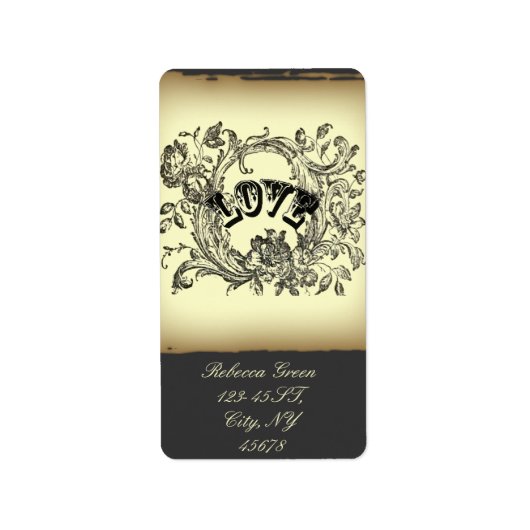 スチームパンクパステル黄色の繁栄の渦巻ビクトリアンき ラベル (正面)