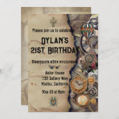 スチームパンクパーティーヴィンテージビクトリアン招待状 招待状 (正面/裏面)