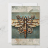 スチームパンクパーティーヴィンテージ機械式トンボ 招待状 (裏面)