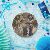 スチームパンクパーティー供給ヴィンテージ工業 ペーパープレート (パーティー)