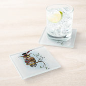 スチームパンクビクトリアンフクロウ ガラスコースター (アングル)