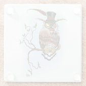 スチームパンクビクトリアンフクロウ ガラスコースター (裏面)