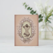 スチームパンクビクトリアンフローラリースヴィンテージコルセット ポストカード (スタンド正面)