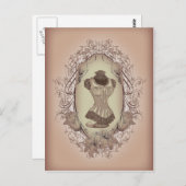 スチームパンクビクトリアンフローラリースヴィンテージコルセット ポストカード (正面/裏面)