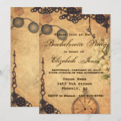 スチームパンクビクトリアンヴィンテージバチェロレッテ 招待状 (正面/裏面)