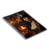 スチームパンクビクトリアンヴィンテージレディークリスマスレッド ノートブック (右側)