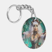 スチームパンクビクトリアン未来的グリーンダンサー キーホルダー (正面左)