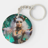 スチームパンクビクトリアン未来的グリーンダンサー キーホルダー (裏面)