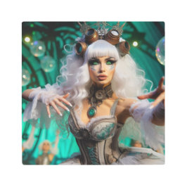 スチームパンクビクトリアン未来的グリーンダンサー メタルプリント