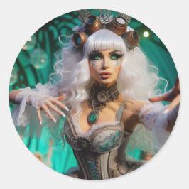 スチームパンクビクトリアン未来的グリーンダンサー ラウンドシール