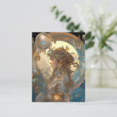 スチームパンクファンタジーサイファイアールヌーボーレディ ポストカード (スタンド正面)