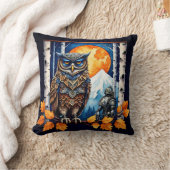 スチームパンクフクロウと満月山ベイカー， WA クッション (ブランケット)