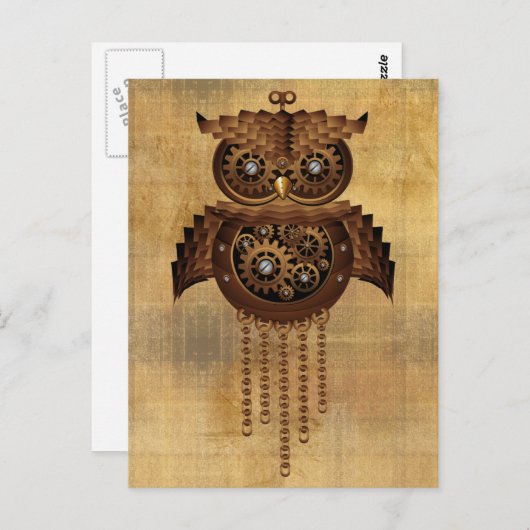 スチームパンクフクロウヴィンテージスタイルはがき ポストカード (正面/裏面)