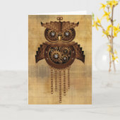 スチームパンクフクロウヴィンテージスタイルグリーティングカード カード (黄色い花)