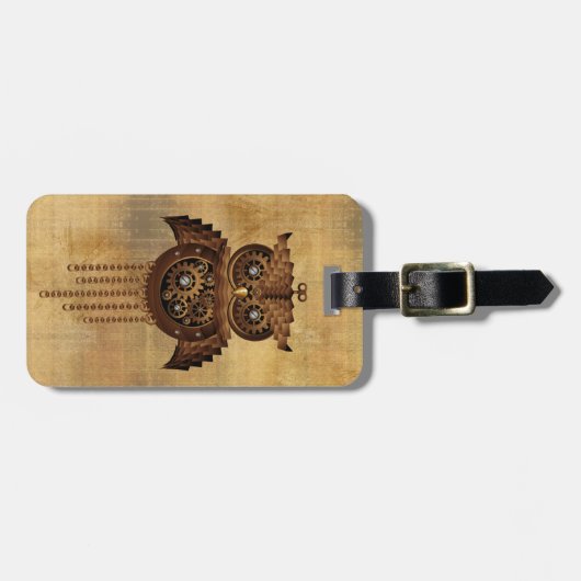 スチームパンクフクロウヴィンテージスタイルラゲージタグ ラゲッジタグ (正面横)