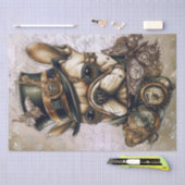 スチームパンクフランスのブルドッグバタフライ 薄葉紙 (クラフト)