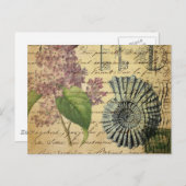 スチームパンクフランスの鍵植物紫薄紫 ポストカード (正面/裏面)