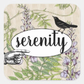 スチームパンクフローラブラックバードバーンドバーウッドグレイン スクエアシール (正面)