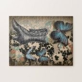 スチームパンクフローラ蝶ヴィンテージビクトリアン靴 ジグソーパズル (横)