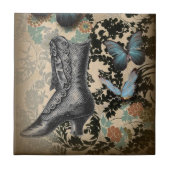 スチームパンクフローラ蝶ヴィンテージビクトリアン靴 タイル (正面)