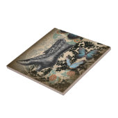 スチームパンクフローラ蝶ヴィンテージビクトリアン靴 タイル (側面)