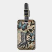 スチームパンクフローラ蝶ヴィンテージビクトリアン靴 ラゲッジタグ (正面縦)